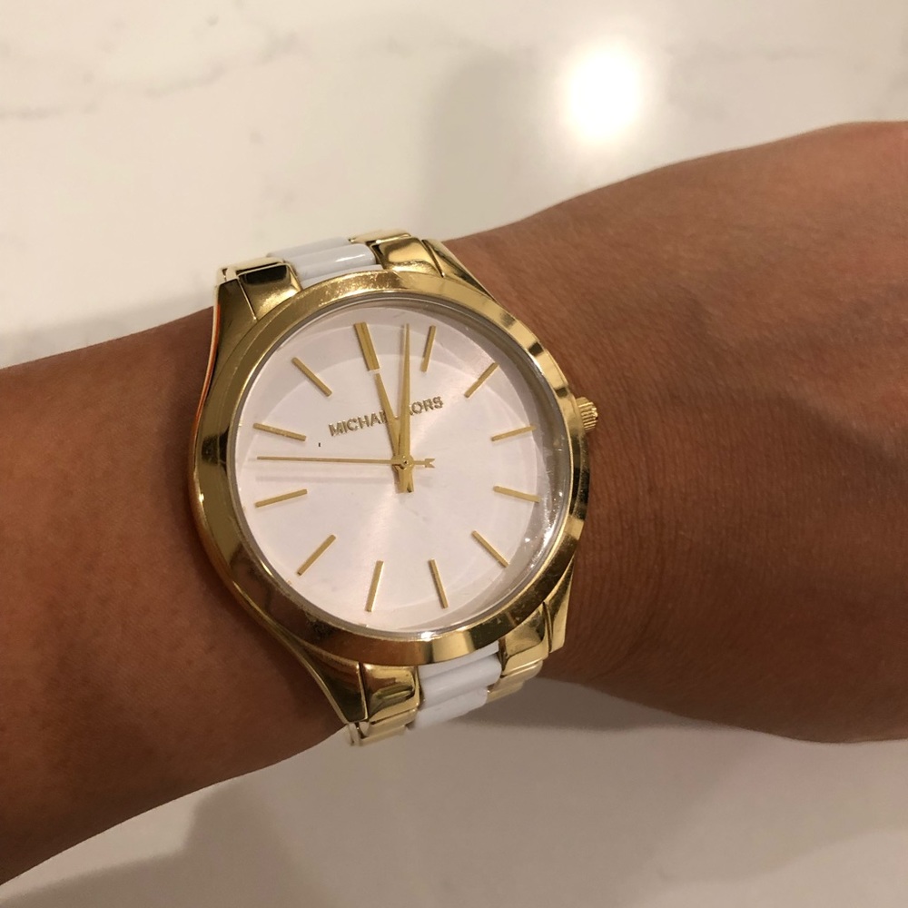 Michael Kors White and Gold Watch